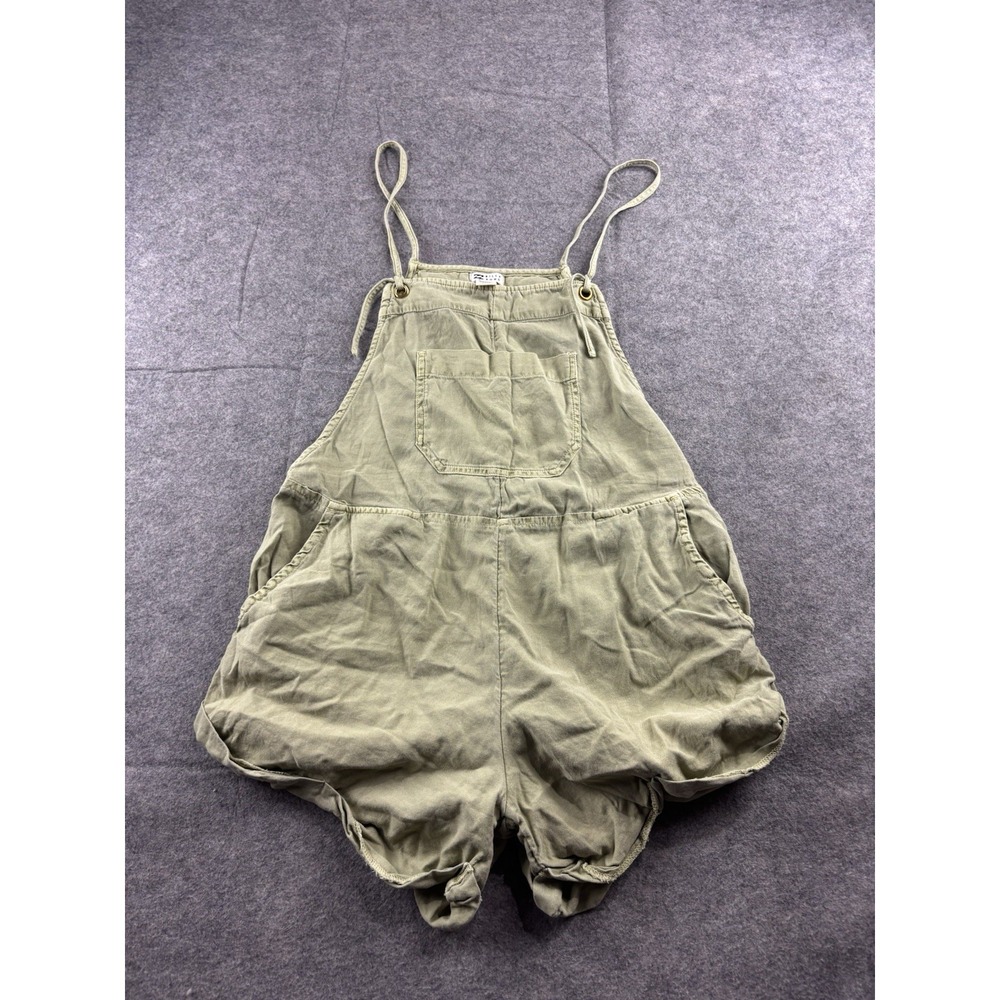 Billabong Wild Pursuit Short Overalls Women's S Olive Green Romper Boho Coastal